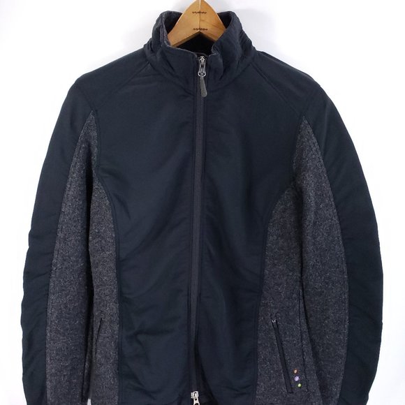 Ibex Jacket Womens Small Climawool Lite Softshell Full Zip Black Gray Wool Blend - Picture 1 of 11